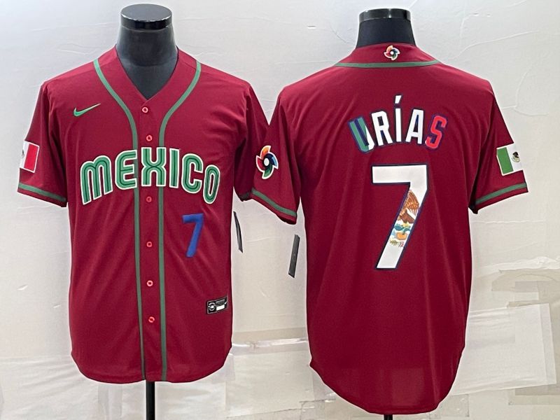Men 2023 World Cub Mexico #7 Urias Red Nike MLB Jersey9->more jerseys->MLB Jersey